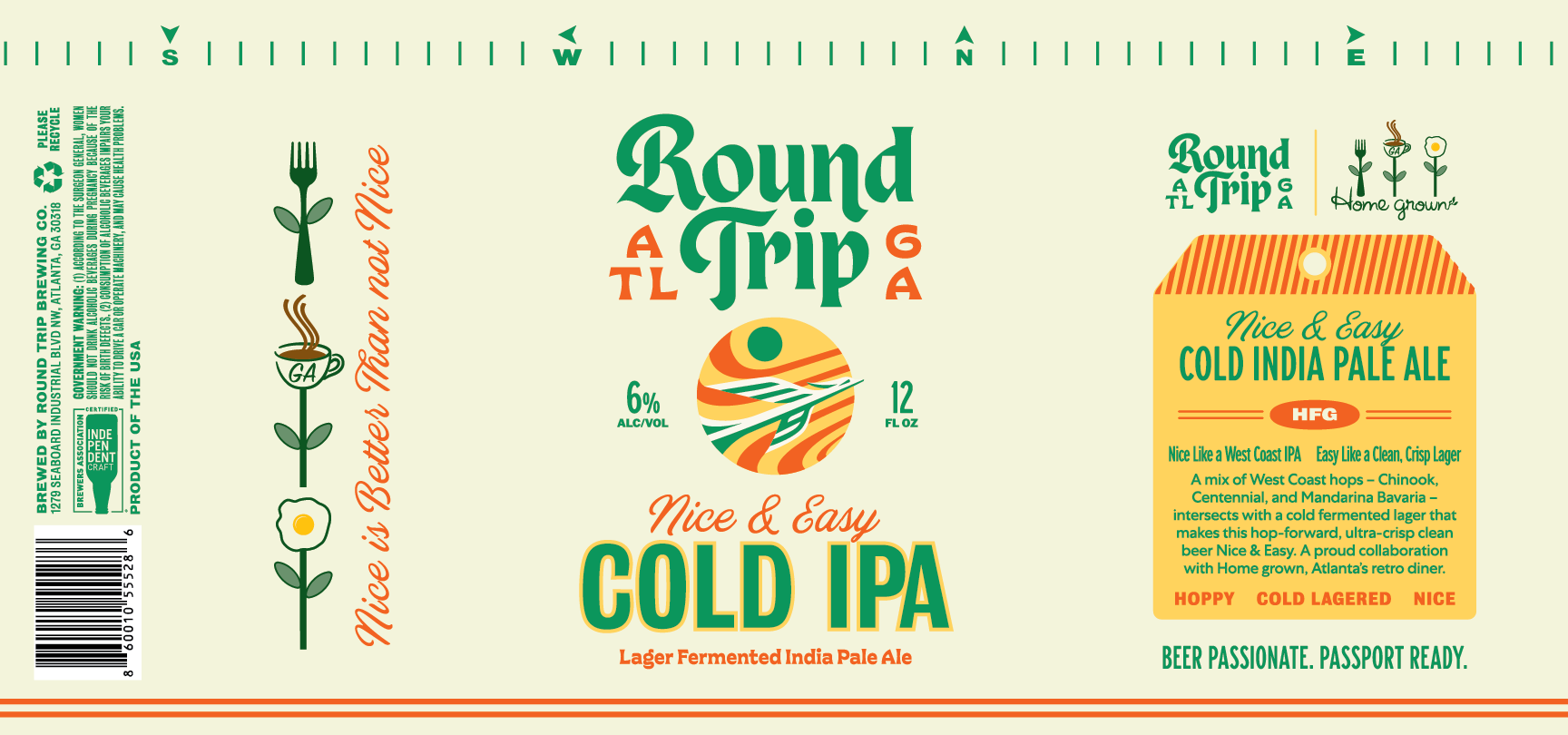 Nice & Easy Cold IPA by Round Trip Brewing - beer label