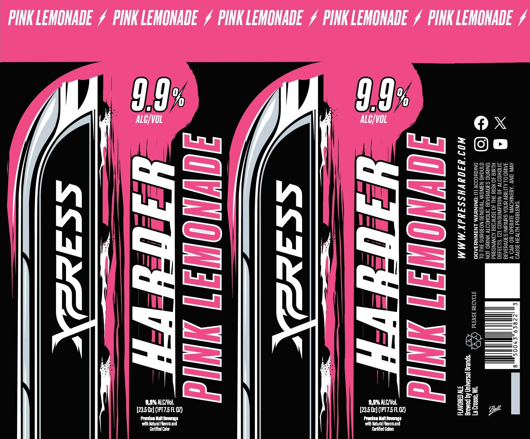 Xpressader Pink Lemonade by Universal Brands - beer label
