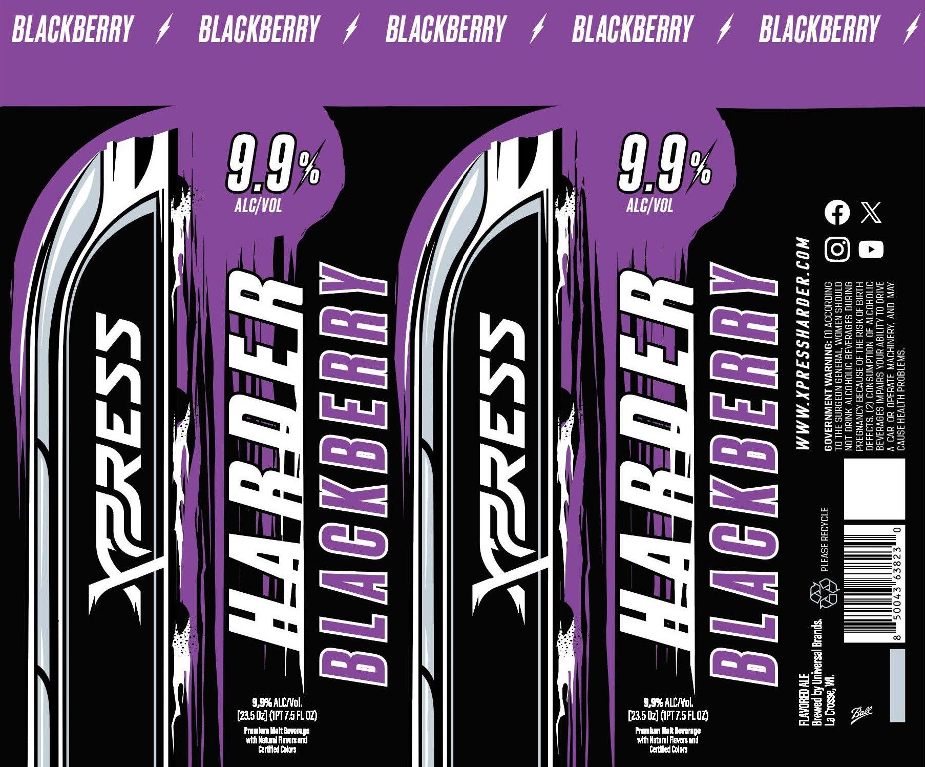 Xpress Blackbery by Universal Beverages - beer label