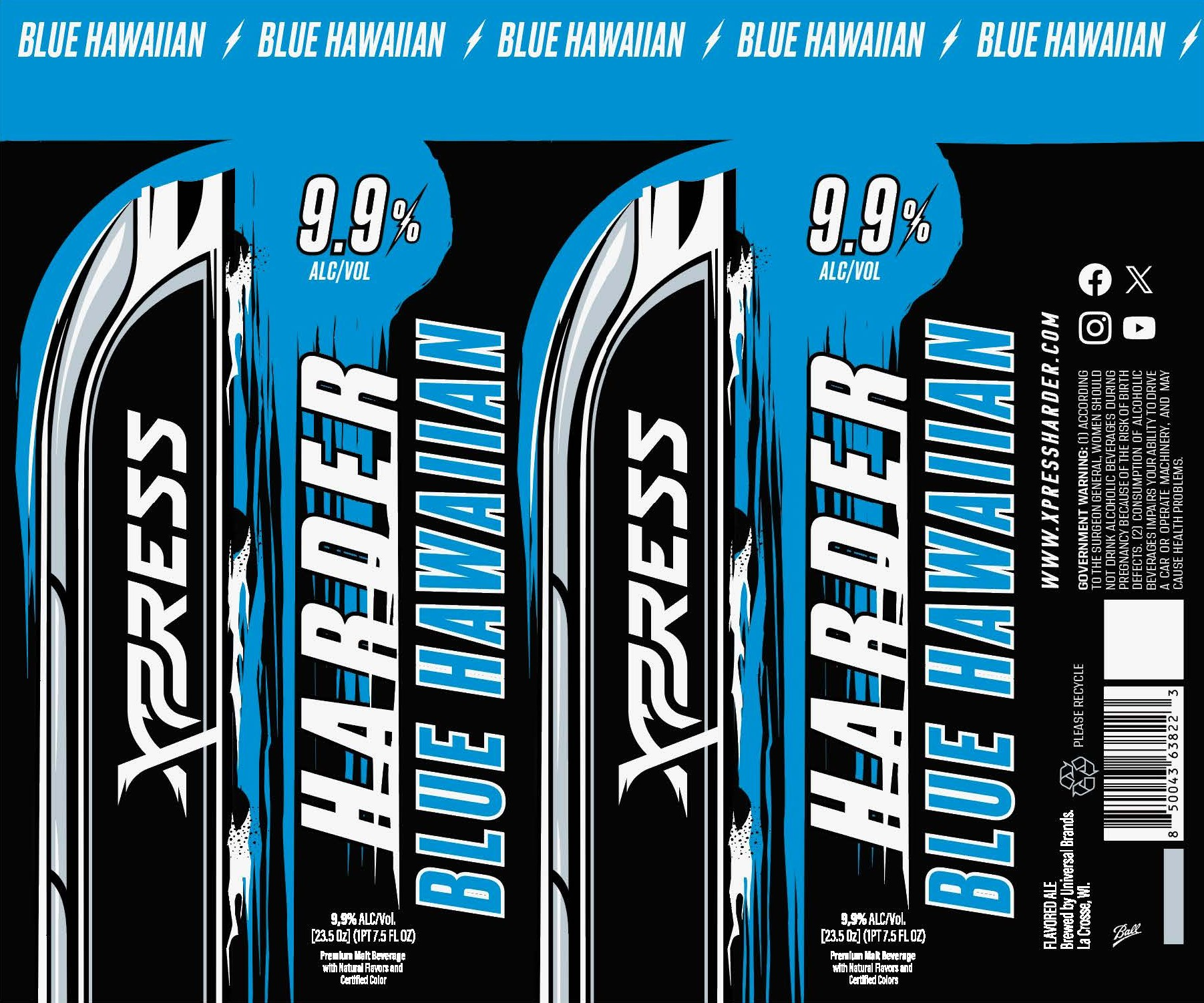 Blue Hawaiian by xPress Harder - beer label