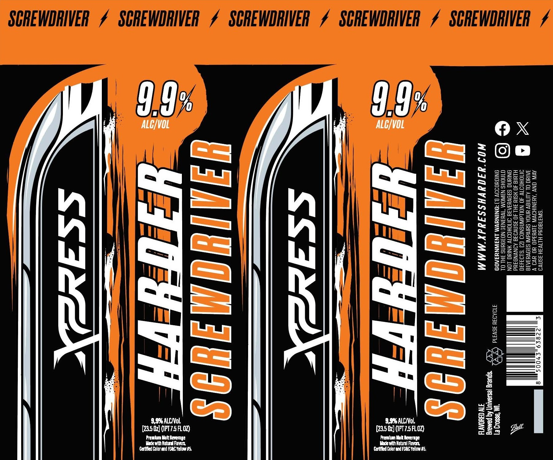 Screwdriver by Universal Brands - beer label