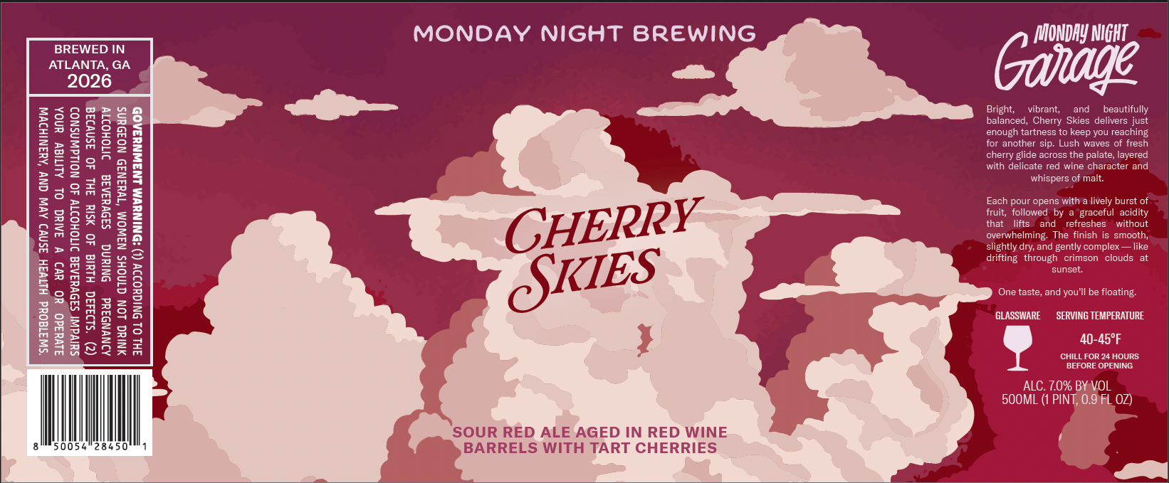 Cherry Skies by Monday Night Garage - beer label